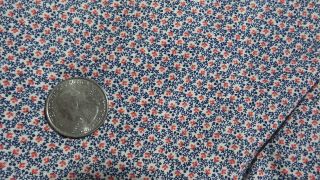 Vintage Cotton Fabric Tiny Red & Blue Calico Floral On White V.  I.  P.  1/2 Yd/42 "