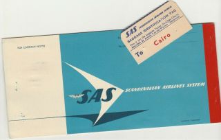 Scandinavian Airlines Sas Passenger Ticket & Baggage Check With Boarding Pass 65