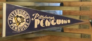Vintage 1970 Pittsburgh Penguins 29” Pennant Nhl Hockey Rare Blue W Color Logo