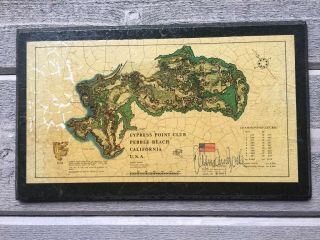 Vintage Cypress Point Golf Course Survey Map Plaque Signed James Izatt 1968