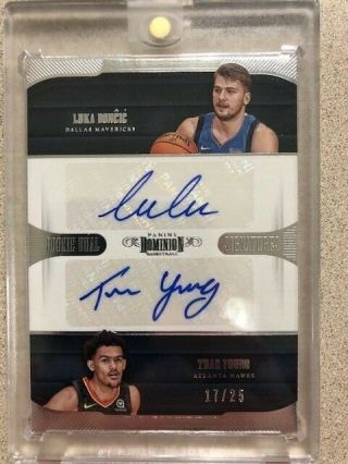 2018 - 19 Trae Young/Luka Doncic RC Dominion Rookie Dual 17/25 Jersey 11/77 1/1 3