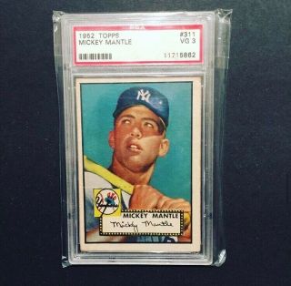 1952 Topps 311 Mickey Mantle Psa 3 Vg Rookie