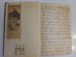 Rare Hand Written Diary With 1919 Ohio St Michigan Ticket Stub & News Articals