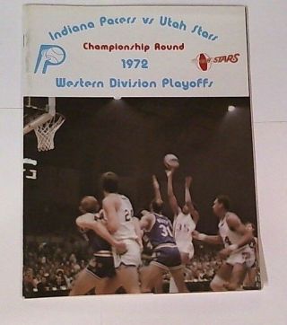 Rare Aba 1972 Utah Stars Indiana Pacers Playoffs Championship Round Program