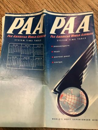 Pan American World Airways System Timetable May 1957 Am Paa Route Map