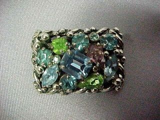 Vtg BARCLAY MARKED Stones Brooch and 2 Clear Rhinestone Brooches EXC Cond e 2