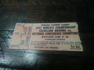 December 26,  1952 Nfl Championship Game Cleveland Browns Vs Detroit Lions Ticket