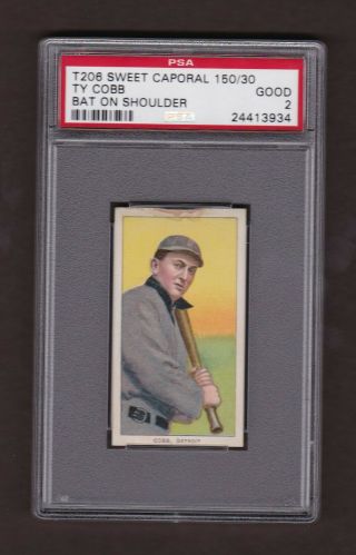 1909 T206 Sweet Caporal Ty Cobb Rc Rookie Psa 2 Good Bat On Shoulder