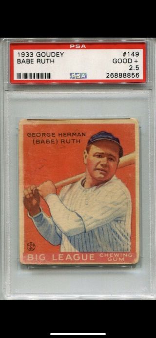 1933 Goudey Babe Ruth 149 RED PSA 2.  5 great color legendary card 2