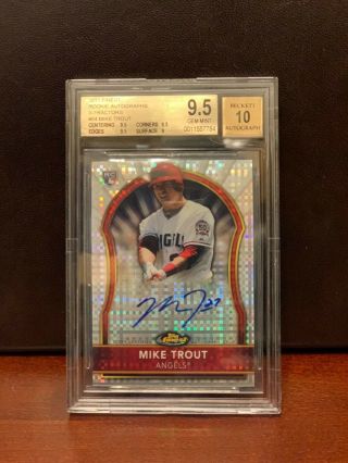 2011 Topps Finest Mike Trout X Fractor Rookie Auto 184/299 Bgs 9.  5/10 3x Mvp