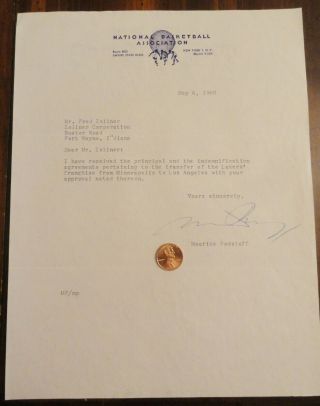 Sports Memorabilia Rare 1960 Letter Agreement To Move Minneapolis Lakers To La