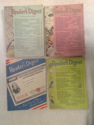 Four Vintage Wwii Reader’s Digests,  1944 May,  June,  July,  August,