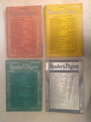 Four Vintage Wwii Reader’s Digests,  1942 September,  Oct,  Nov,  Dec,