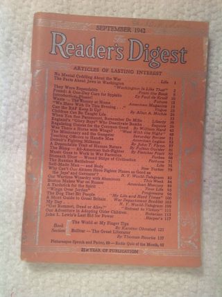 Four Vintage WWII Reader’s Digests,  1942 September,  Oct,  Nov,  Dec, 2