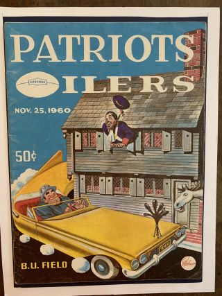 1960 Boston Patriots V Houston Oilers Nfl Football Program Fab Vic Johnson Cover