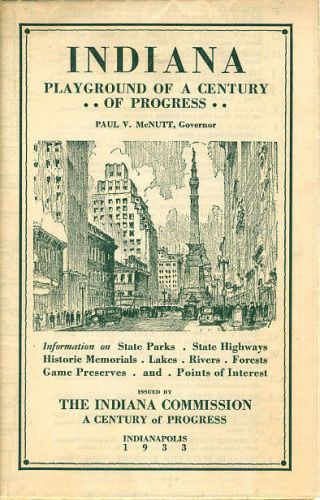 1933 Indiana Official State Road Map From The Century Of Progress