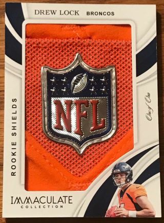 2019 Panini Immaculate Fotl Drew Lock Nfl Shield Patch 1/1 Broncos Rc Jersey