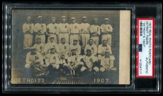 1907 Real Photo Postcard Detroit Tigers Ty Cobb Earliest Rookie Sept 8 Psa Auth