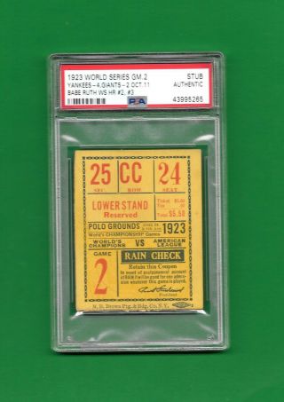 1923 World Series Game 2 Yankees Vs.  Giants Ticket - Psa - Babe Ruth 2 Homers