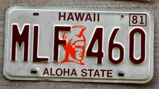 1981 Cool Looking Hawaii " King Kamehameha " License Plate Maui