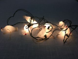 Vintage Christmas String Of Lights With 10 White Doves Hard Plastic