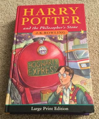 Harry Potter & The Philosopher’s Stone Hardback Large Print 1st Ed.  1st.  Print