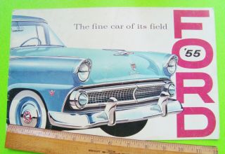 1955 Ford Full Line Big Dlx Color Brochure 24 - Pgs Victoria Skyliner T - Bird Convt