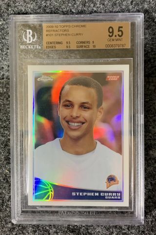 2009 Topps Chrome Refractor Stephen Curry Rookie Rc 300/500 101 - 9.  5 Gem