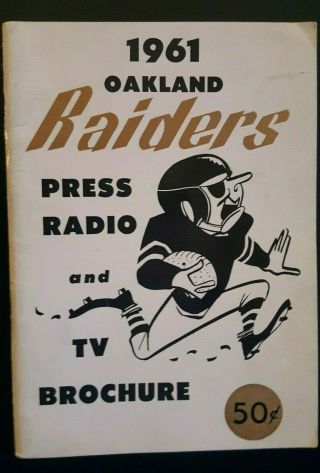 1961 Oakland Raiders Media Guide/book.  American Football League.  Afl