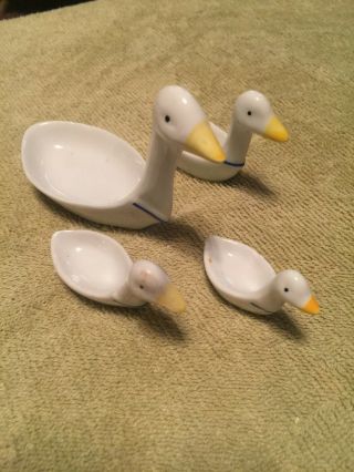 Vintage Nesting Geese/ Duck Measuring Spoons With Blue Bow