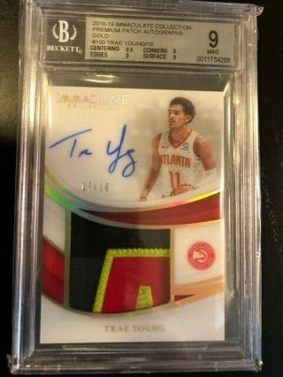 2018 - 19 Immaculate Gold Patch Auto Trae Young Bgs 9 (/10)