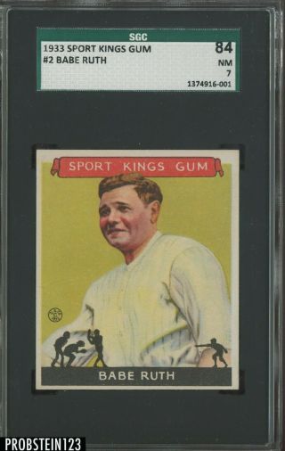 1933 Goudey Sport Kings 2 Babe Ruth Yankees Hof Sgc 84 7 " Looks Undergraded "