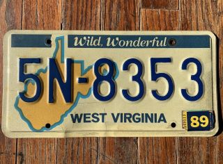 Vintage 1989 89 West Virginia Wv License Plate Wild Wonderful 5n - 8353
