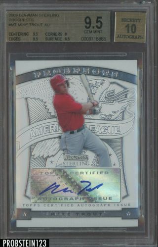 2009 Bowman Sterling Mt Mike Trout Angels Rc Rookie Bgs 9.  5 " Hot Card "