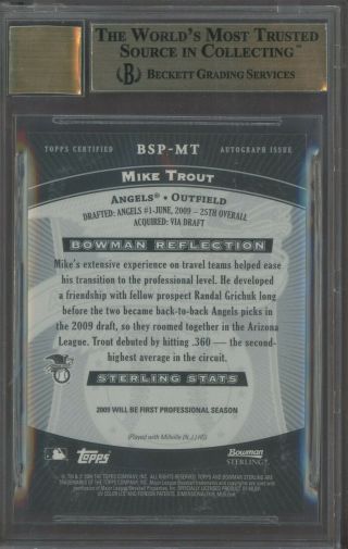 2009 Bowman Sterling MT Mike Trout Angels RC Rookie BGS 9.  5 
