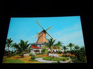 Vintage Postcard,  Aruba,  Mailed From Netherlands Antilles,  Windmill,  To Ok City,  Ok