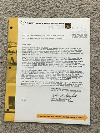 1950s Crown Body And Coach Corp.  Sales Information.