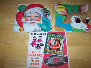 3 Vintage Golden Books: The Night Before Christmas,  The Santa Claus Book,  Rudolph