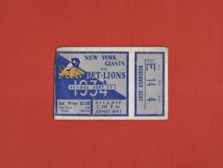 Rare Sept 23,  1934 York Giants @ Detroit Lions Football Ticket Stub Nfl