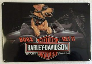 Ande Rooney Harley Davidson Side Dog Tin H - D Garage Man Cave Motorcycle Sign