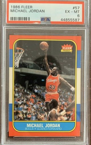 1986 Fleer Michael Jordan 57 Basketball Card Psa 6 Ex - Mt