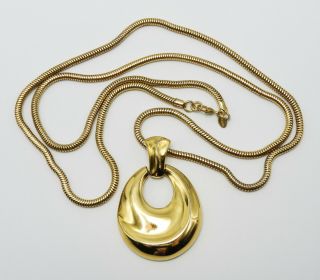 Vintage Monet Gold Tone Snake Chain And Pendant Necklace Sf159