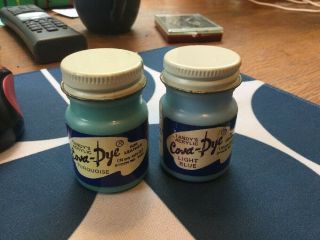 Vintage Tandy Leather Craft Dye 2 Bottles Blue
