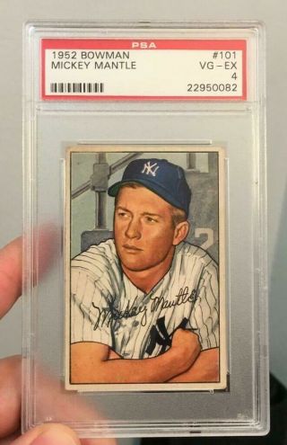 1952 Mickey Mantle Bowman Card 101 York Yankees Card Psa 4