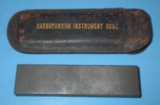 Vintage Wet Stone Sharpening Stone Carborndum Hone 4 Inches In Leather Case