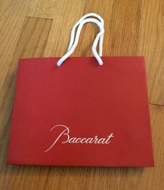 Baccarat Crystal Red Paper Gift Bag Only White Rope Handles - Vintage Discontinued