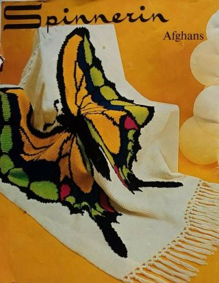 Vintage 1970 Spinnerin Afghans Crochet And Knit Pattern Book