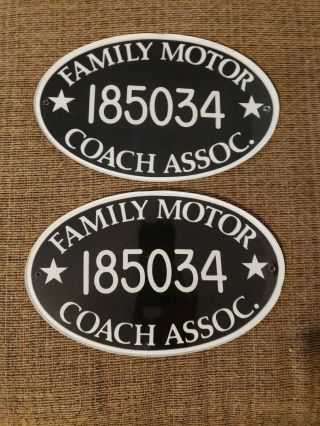Two Rv Family Motor Coach Association Sign 185034 Camp Ground Rv Park Plastic