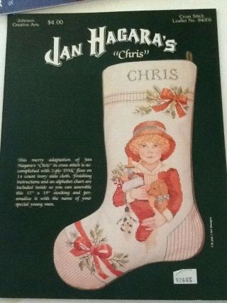 Vintage Cross Stitch Pattern Book Christmas Stocking Jan Hagara 