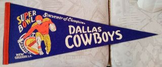 1971 Dallas Cowboys Bowl Vi Pennant Full Size 6 Orleans
